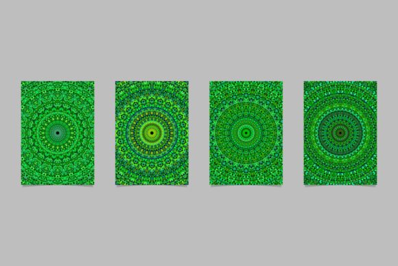 4 Green Floral Mandala Page Backgrounds