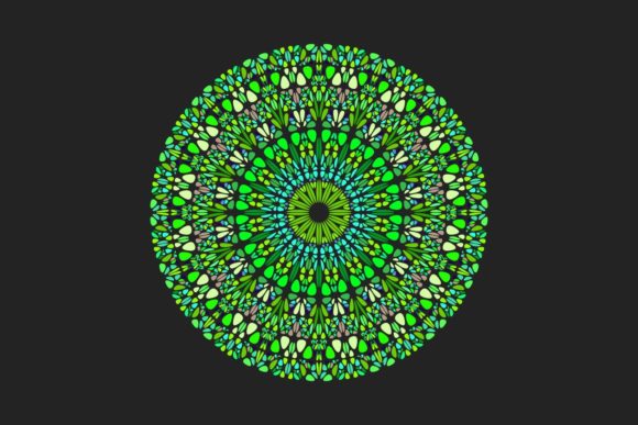 Green Floral Mandala: Elevating Projects with Ornate Geometric Vector Art